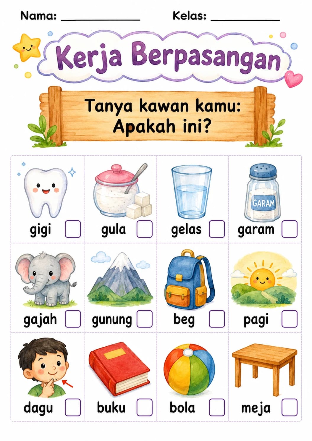 Malay Letter G Phonics Worksheets Pack page 3 printable worksheet preview