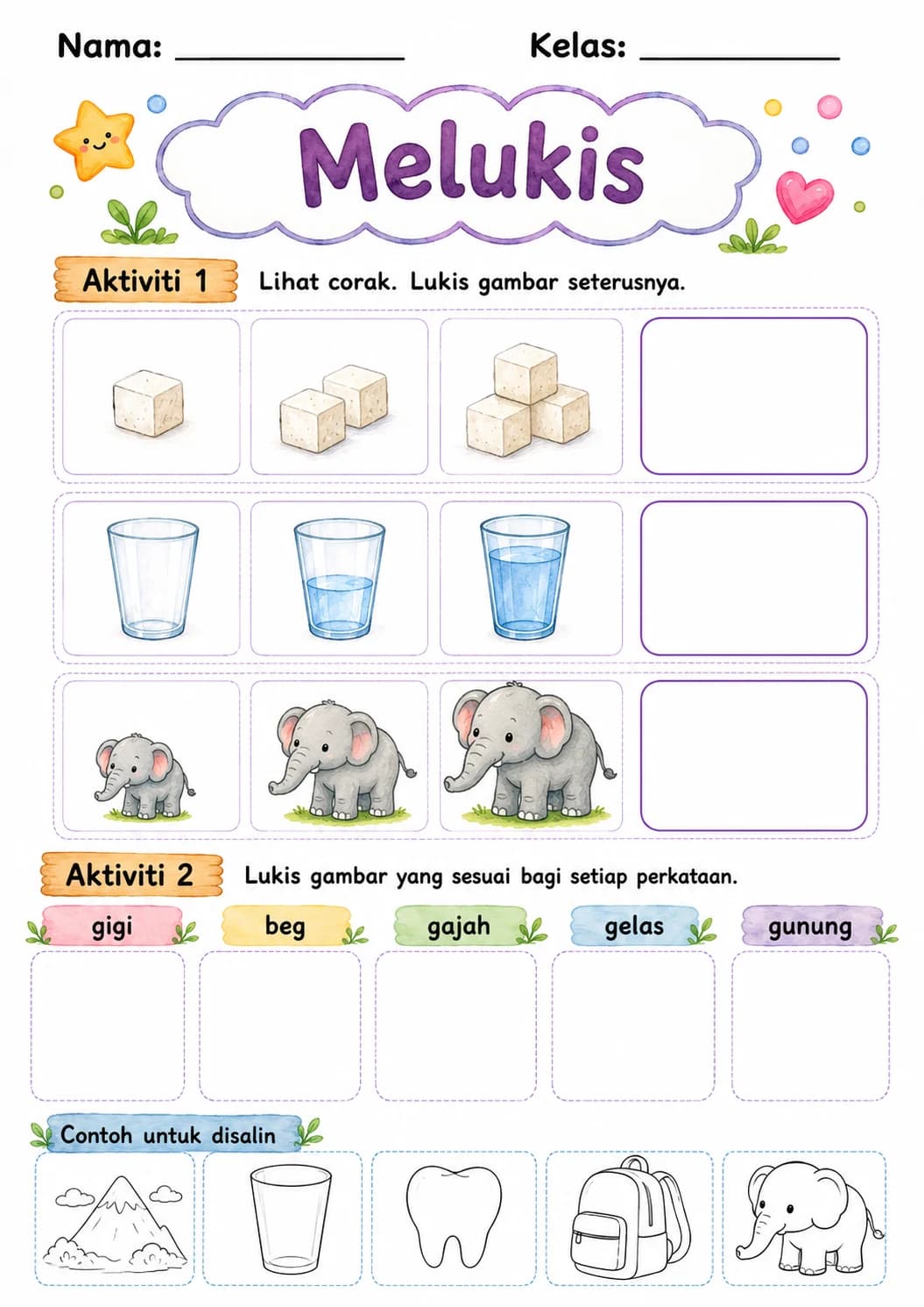 Malay Letter G Phonics Worksheets Pack page 9 printable worksheet preview