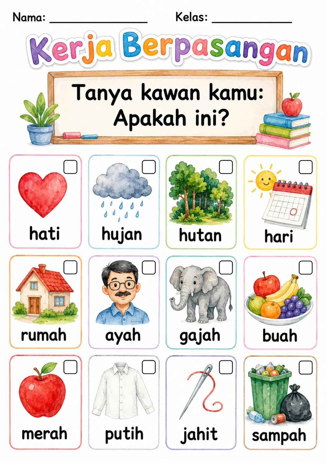 Malay Letter H Phonics Worksheets Pack page 3 printable worksheet preview