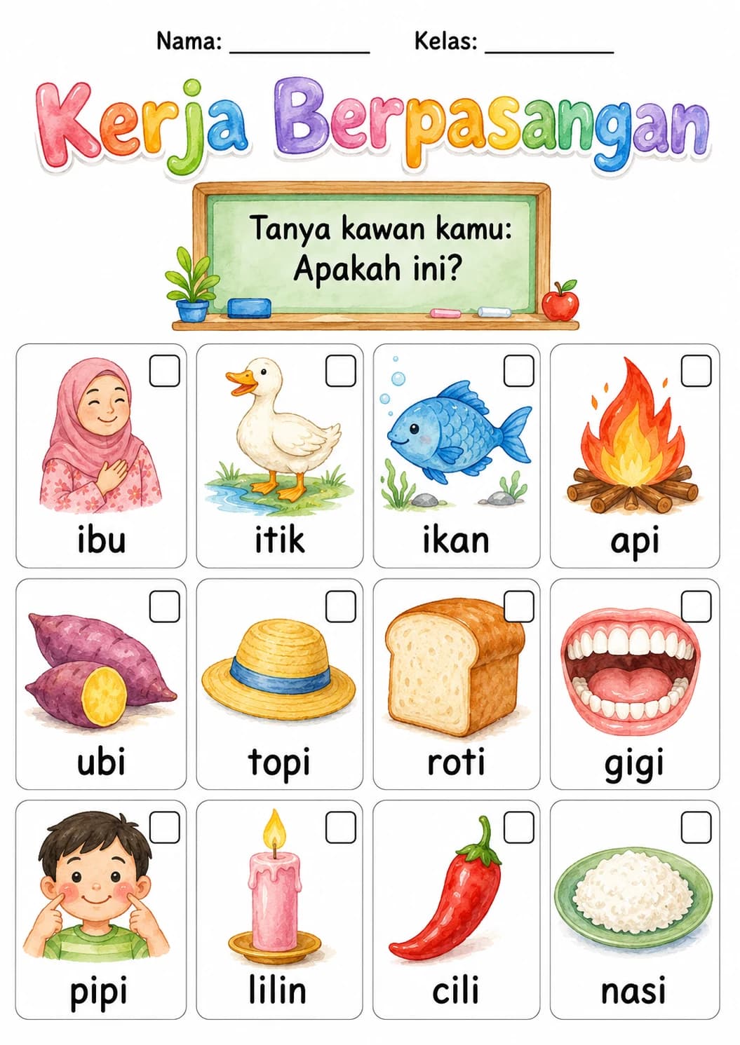 Malay Letter I Phonics Worksheets Pack page 3 printable worksheet preview