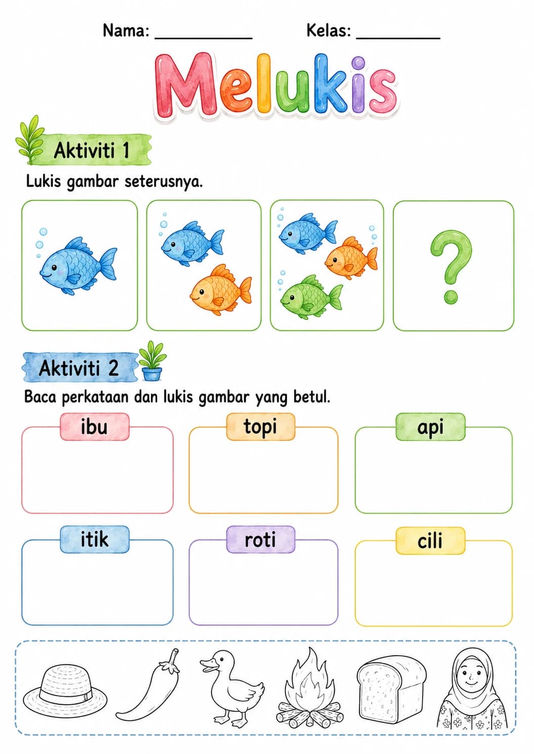 Malay Letter I Phonics Worksheets Pack page 5 printable worksheet preview