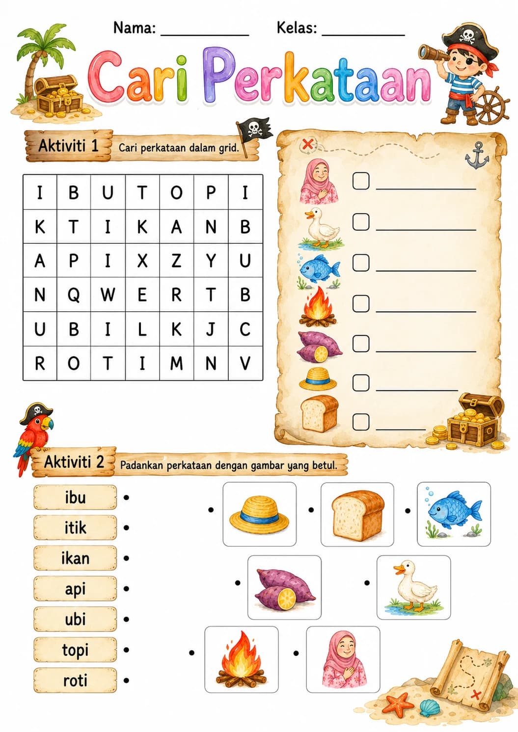 Malay Letter I Phonics Worksheets Pack page 7 printable worksheet preview