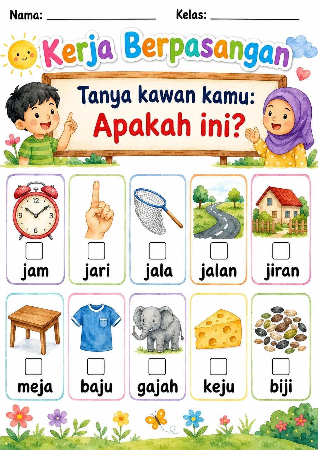 Malay Letter J Phonics Worksheets Pack page 3 printable worksheet preview