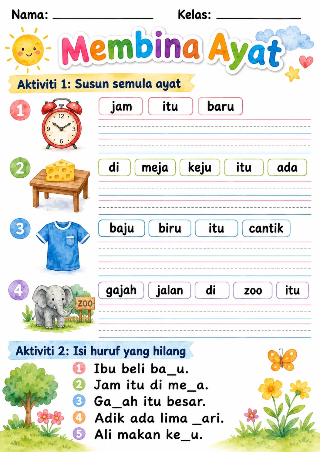 Malay Letter J Phonics Worksheets Pack page 8 printable worksheet preview