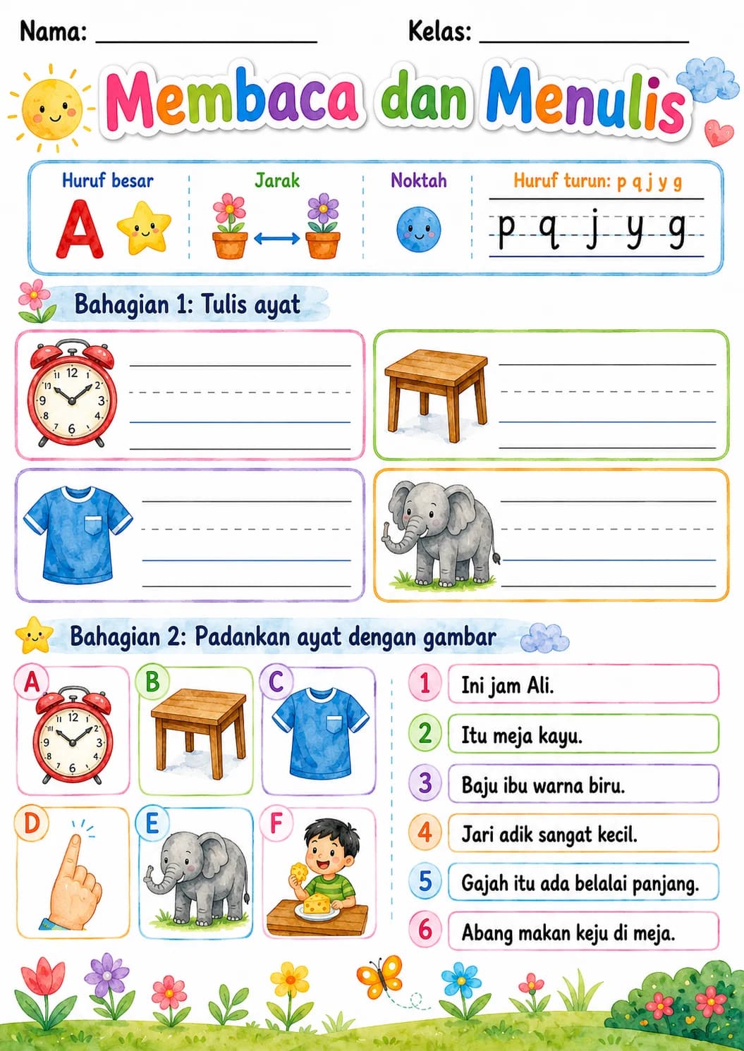 Malay Letter J Phonics Worksheets Pack page 9 printable worksheet preview