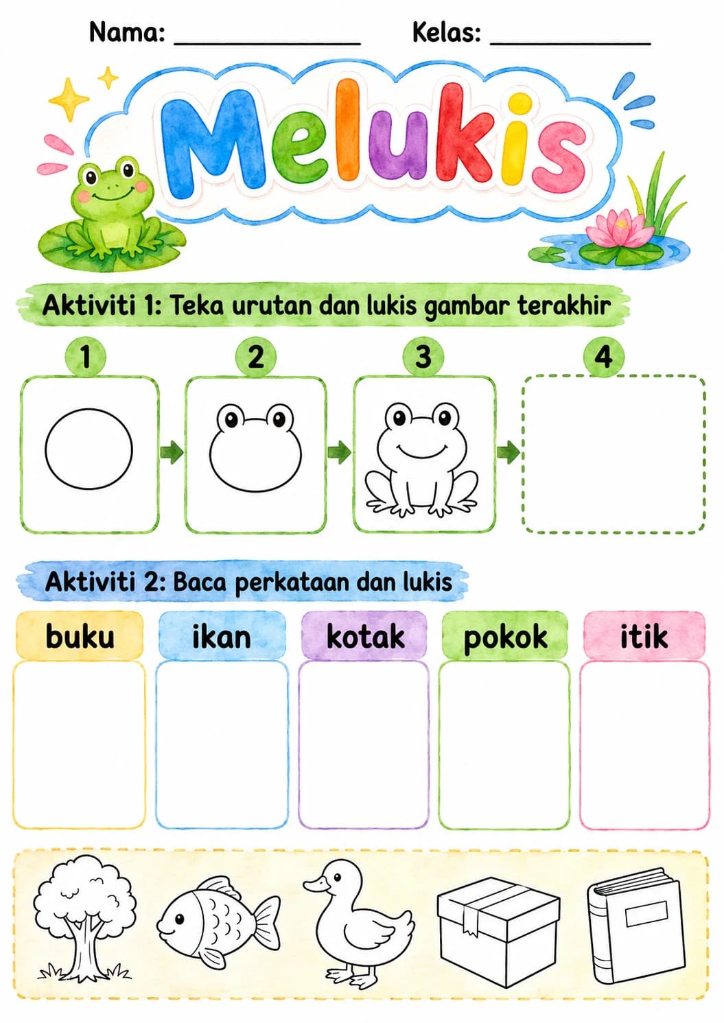 Malay Letter K Phonics Worksheets Pack page 3 printable worksheet preview
