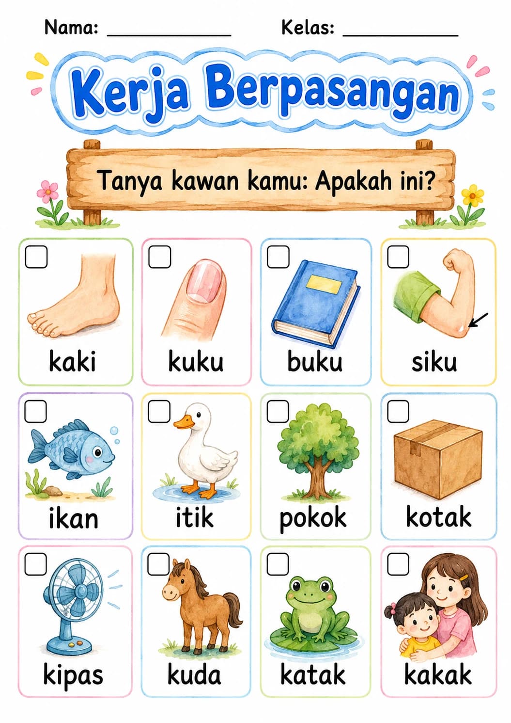 Malay Letter K Phonics Worksheets Pack page 4 printable worksheet preview