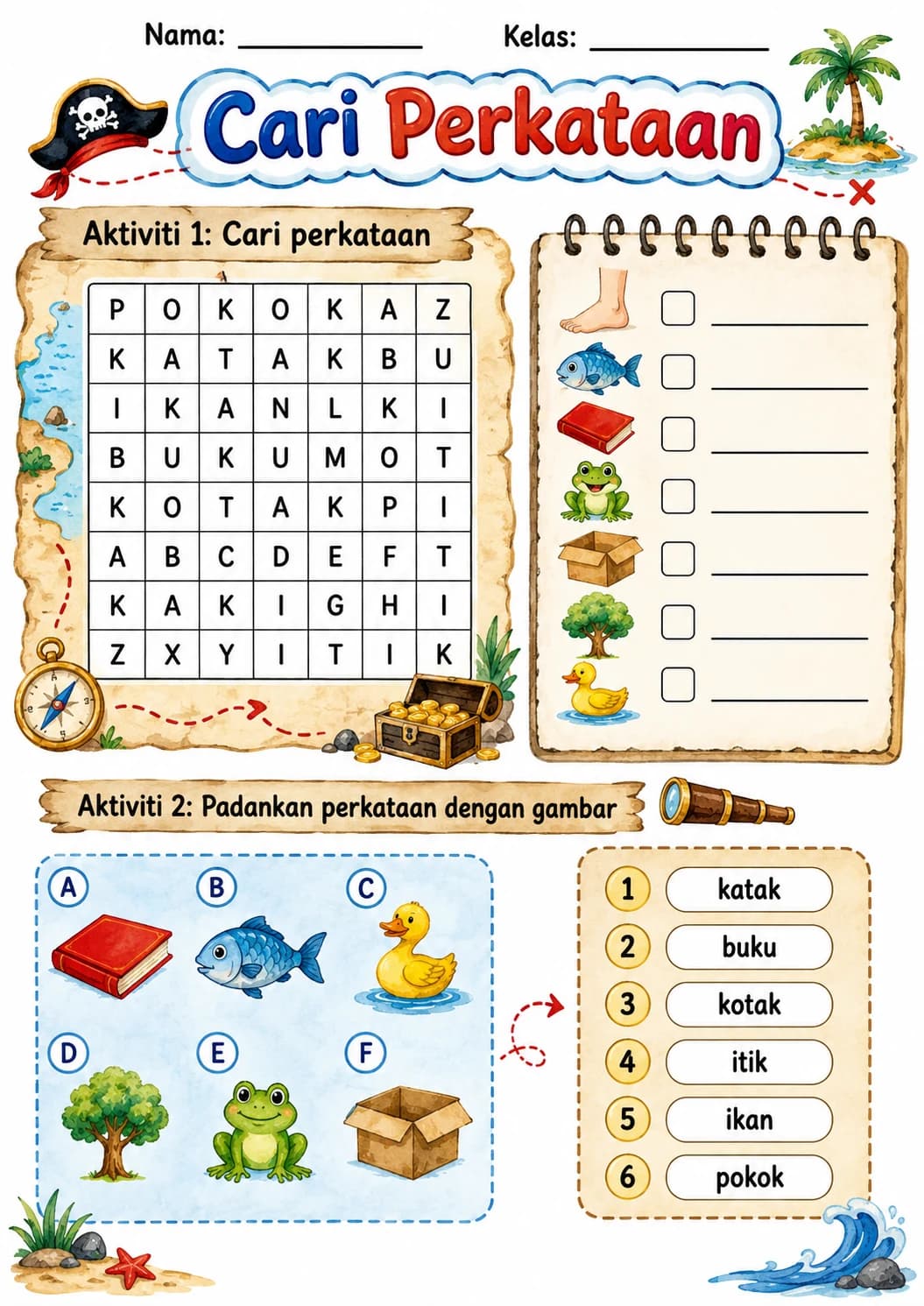 Malay Letter K Phonics Worksheets Pack page 5 printable worksheet preview
