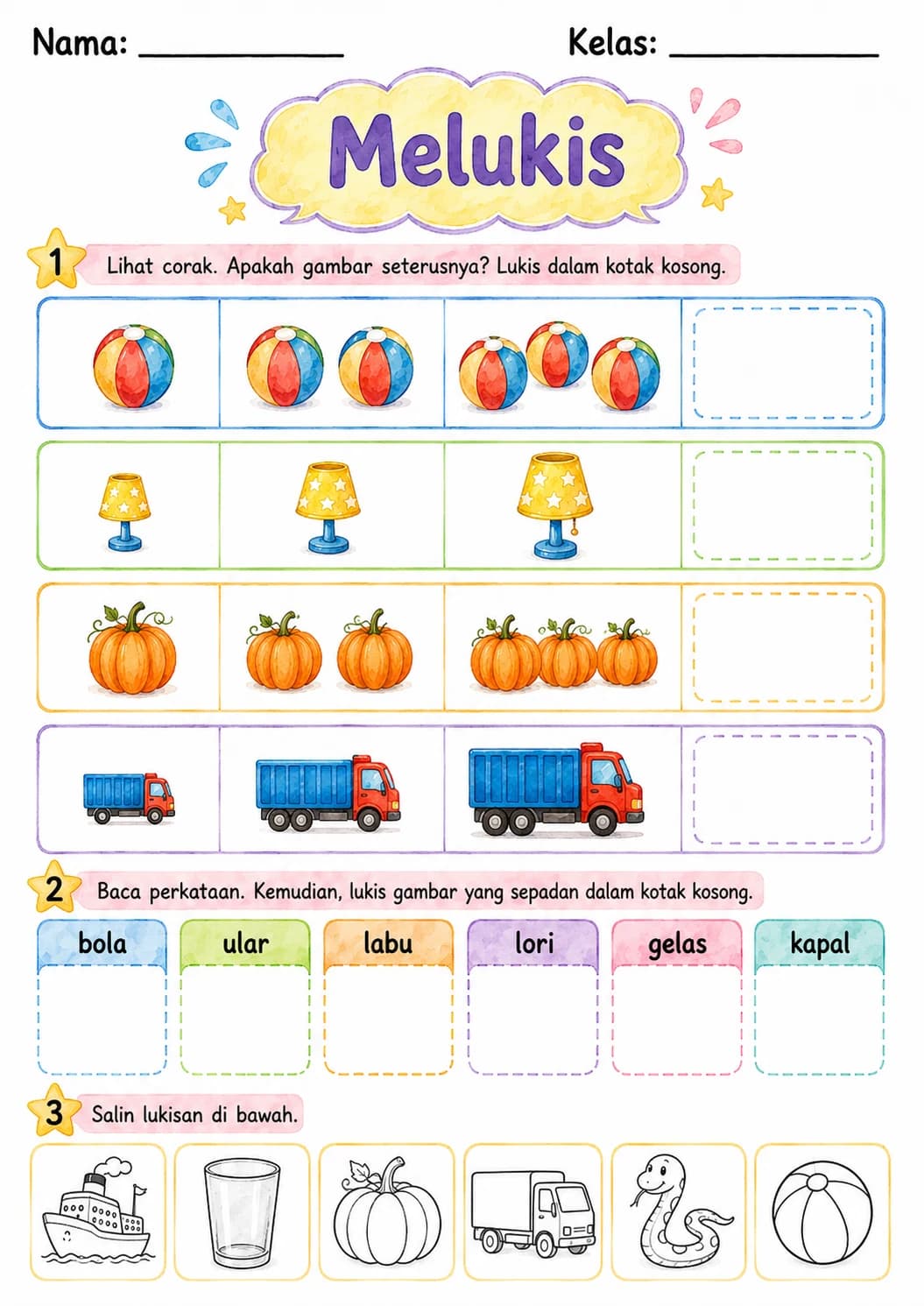 Malay Letter L Phonics Worksheets Pack page 4 printable worksheet preview