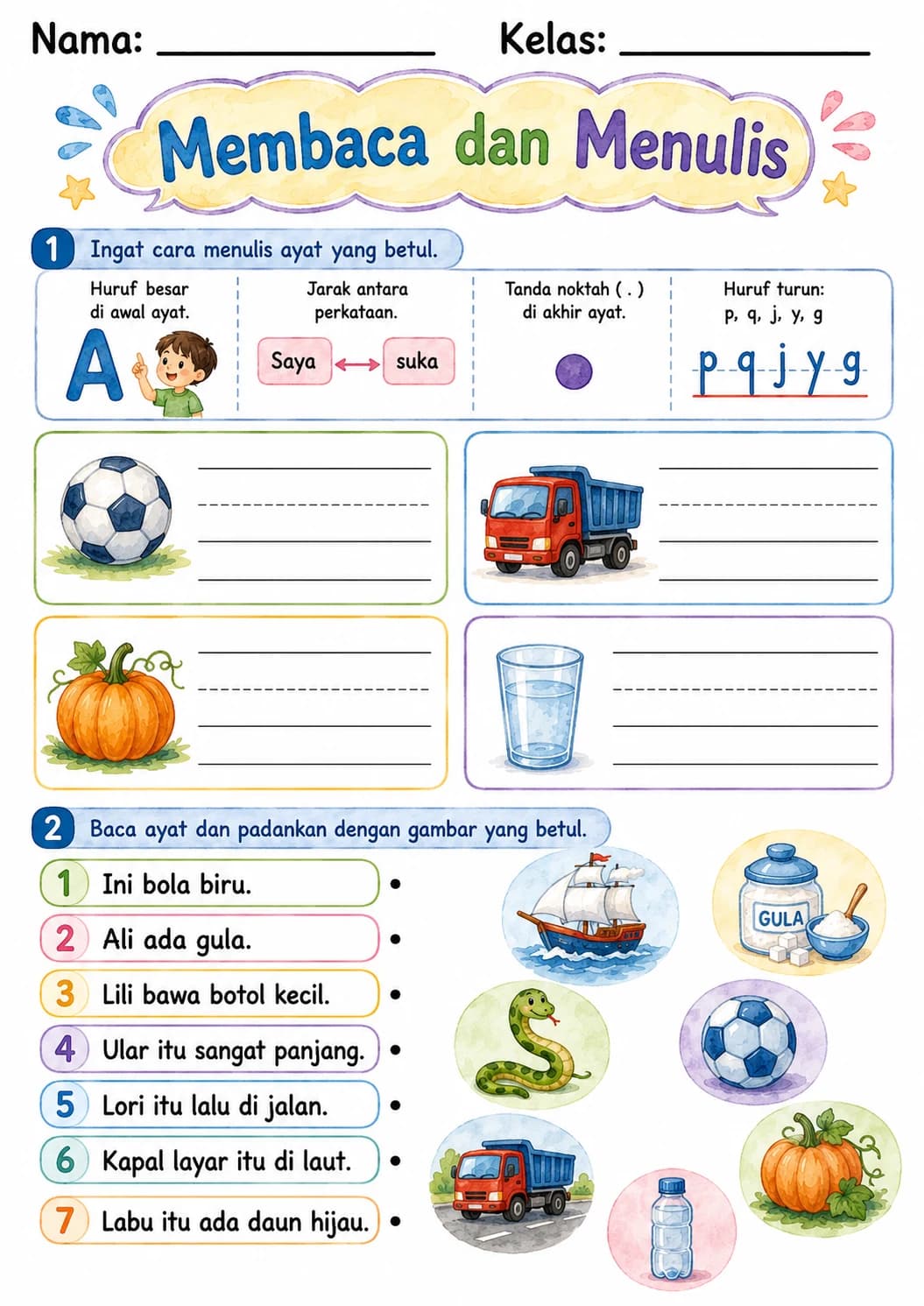 Malay Letter L Phonics Worksheets Pack page 6 printable worksheet preview