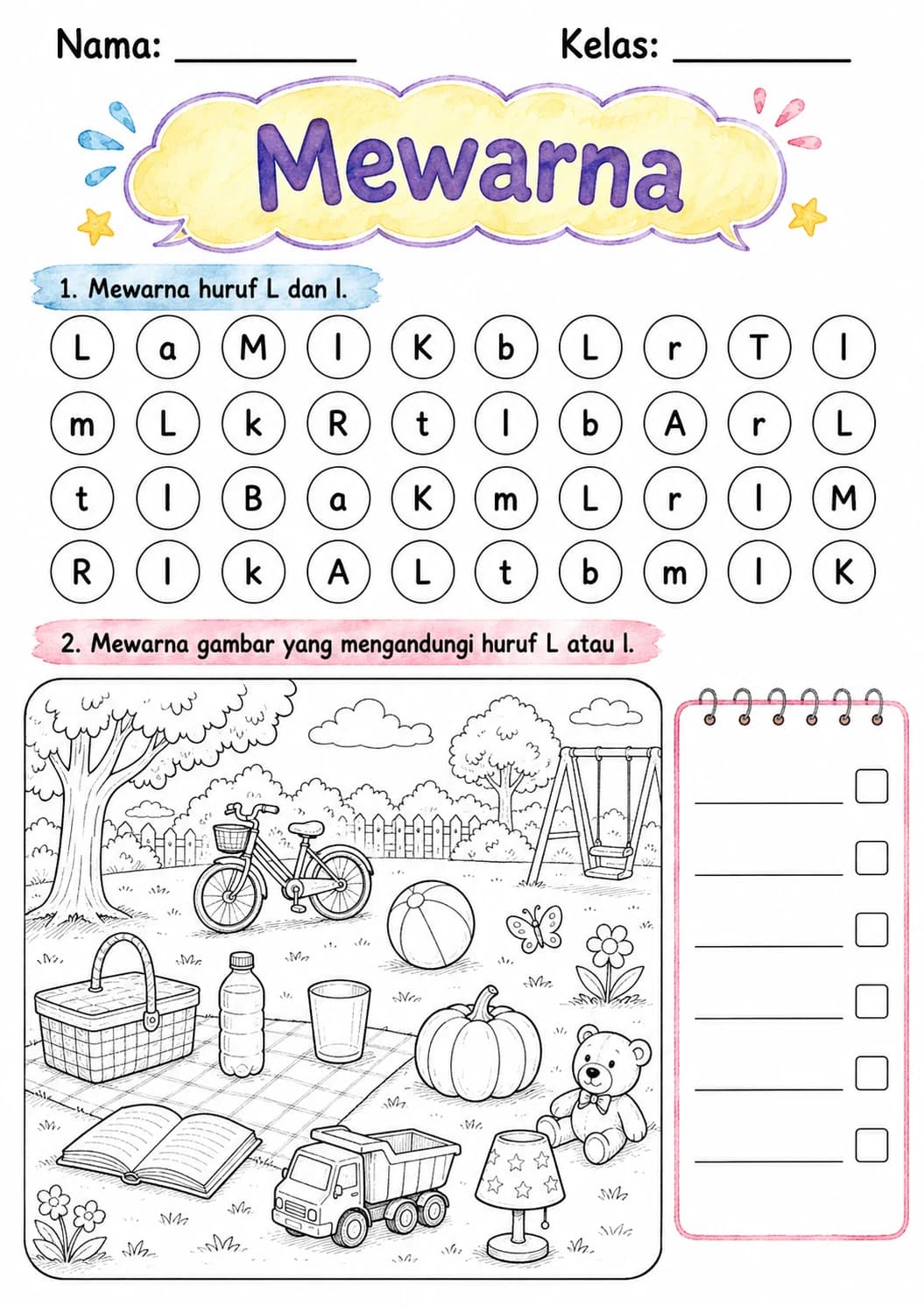 Malay Letter L Phonics Worksheets Pack page 10 printable worksheet preview