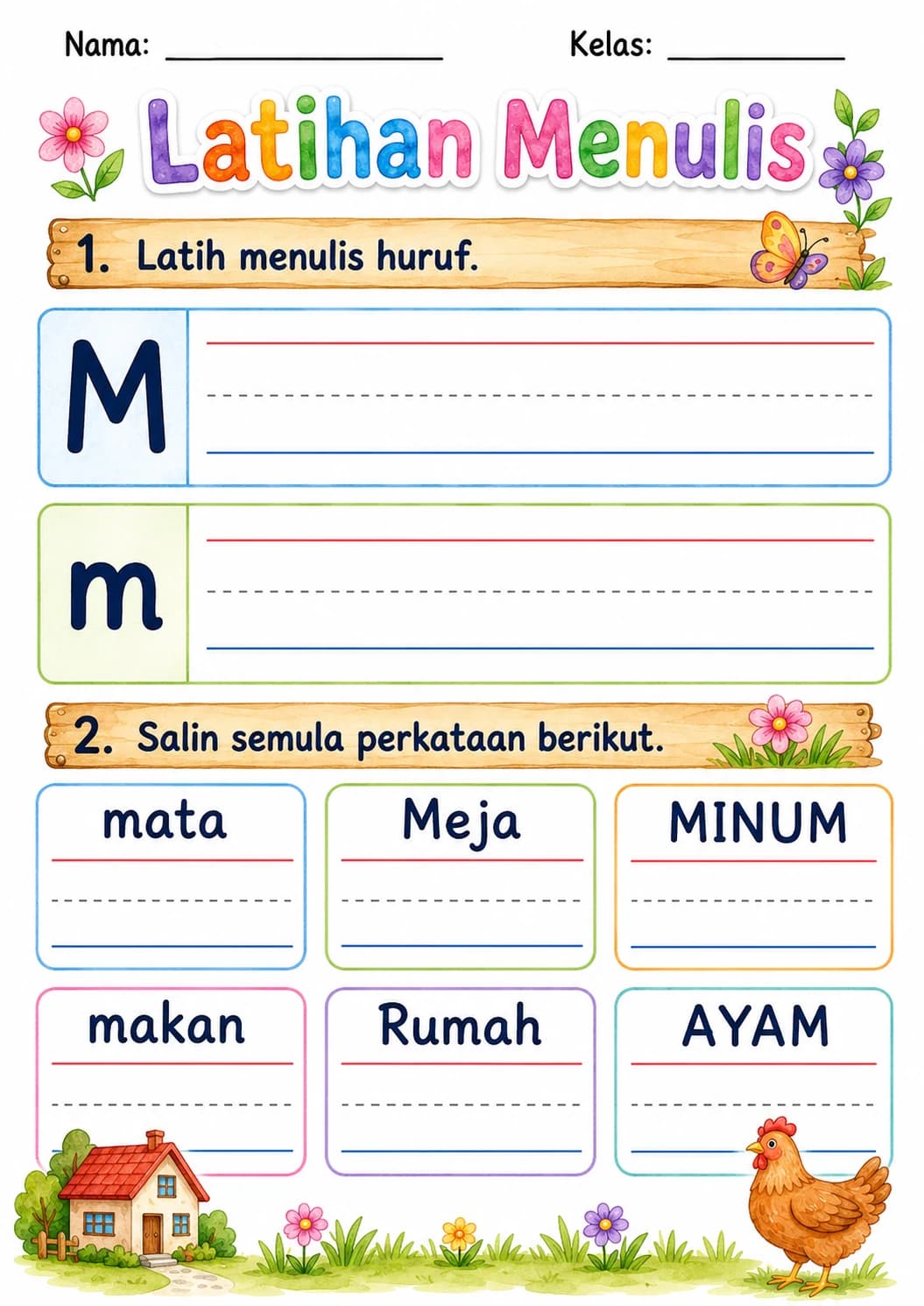 Malay Letter M Phonics Worksheets Pack page 4 printable worksheet preview