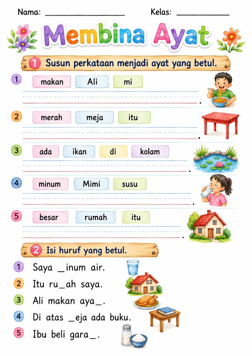 Malay Letter M Phonics Worksheets Pack page 5 printable worksheet preview