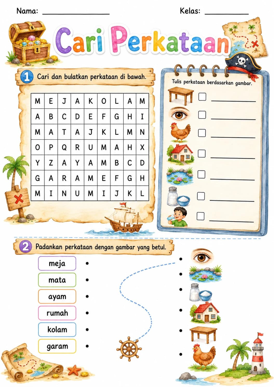 Malay Letter M Phonics Worksheets Pack page 6 printable worksheet preview