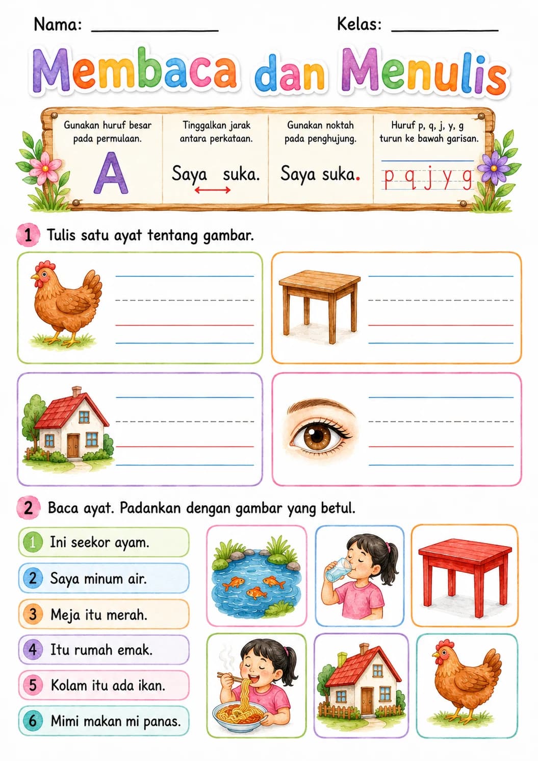 Malay Letter M Phonics Worksheets Pack page 8 printable worksheet preview