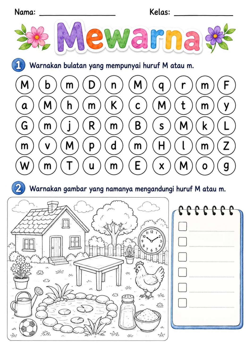 Malay Letter M Phonics Worksheets Pack page 9 printable worksheet preview