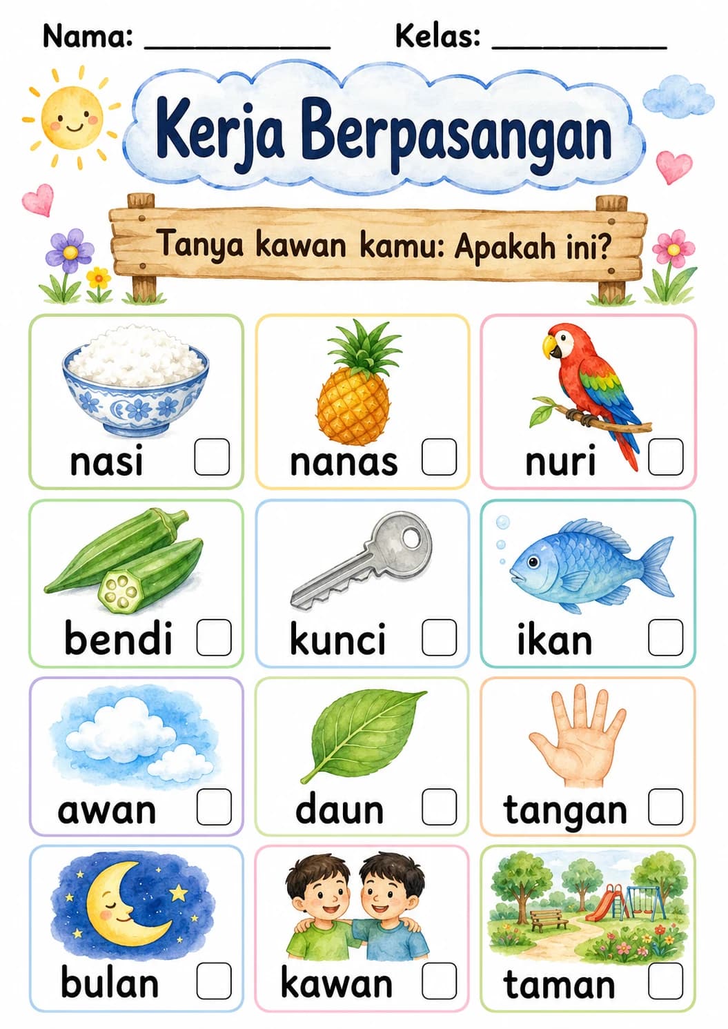 Malay Letter N Phonics Worksheets Pack page 3 printable worksheet preview