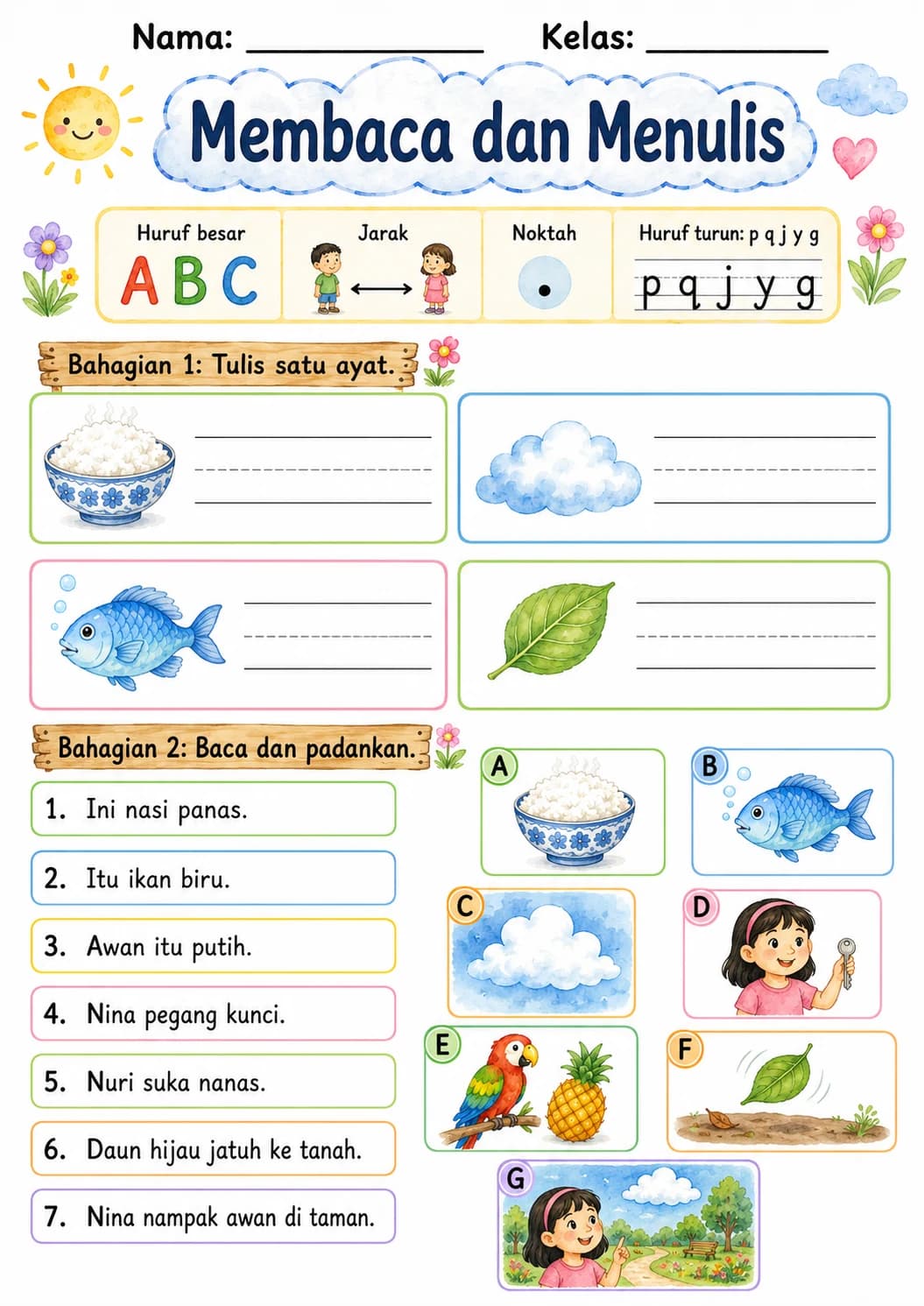 Malay Letter N Phonics Worksheets Pack page 9 printable worksheet preview