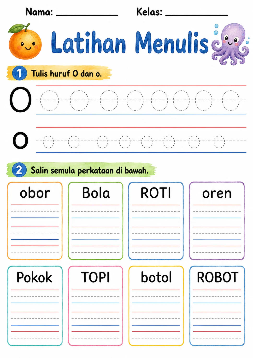 Malay Letter O Phonics Worksheets Pack page 5 printable worksheet preview