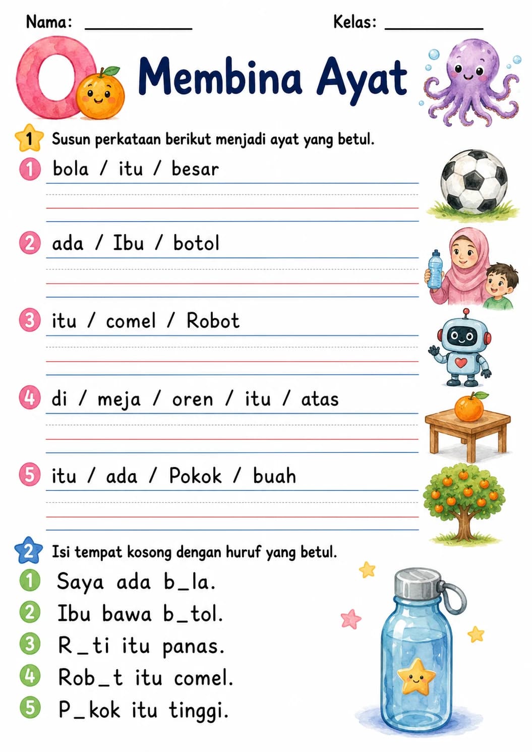 Malay Letter O Phonics Worksheets Pack page 9 printable worksheet preview