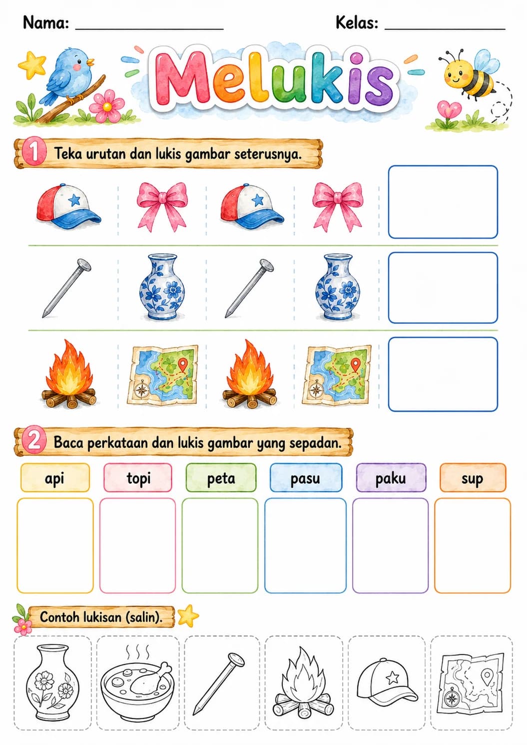 Malay Letter P Phonics Worksheets Pack page 4 printable worksheet preview