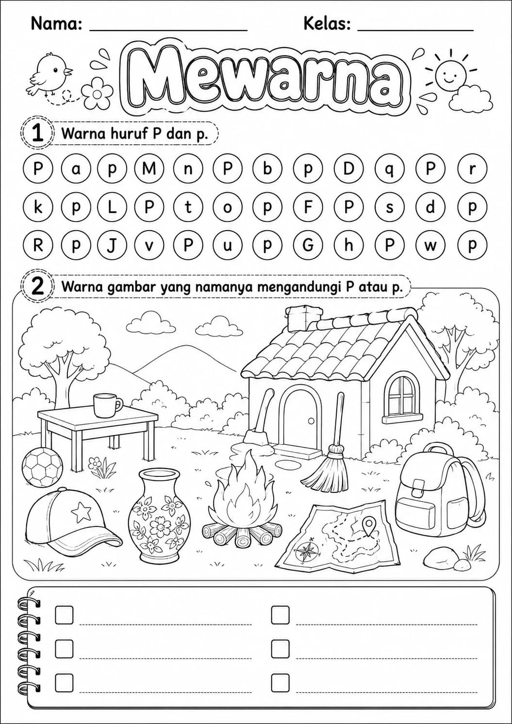 Malay Letter P Phonics Worksheets Pack page 5 printable worksheet preview