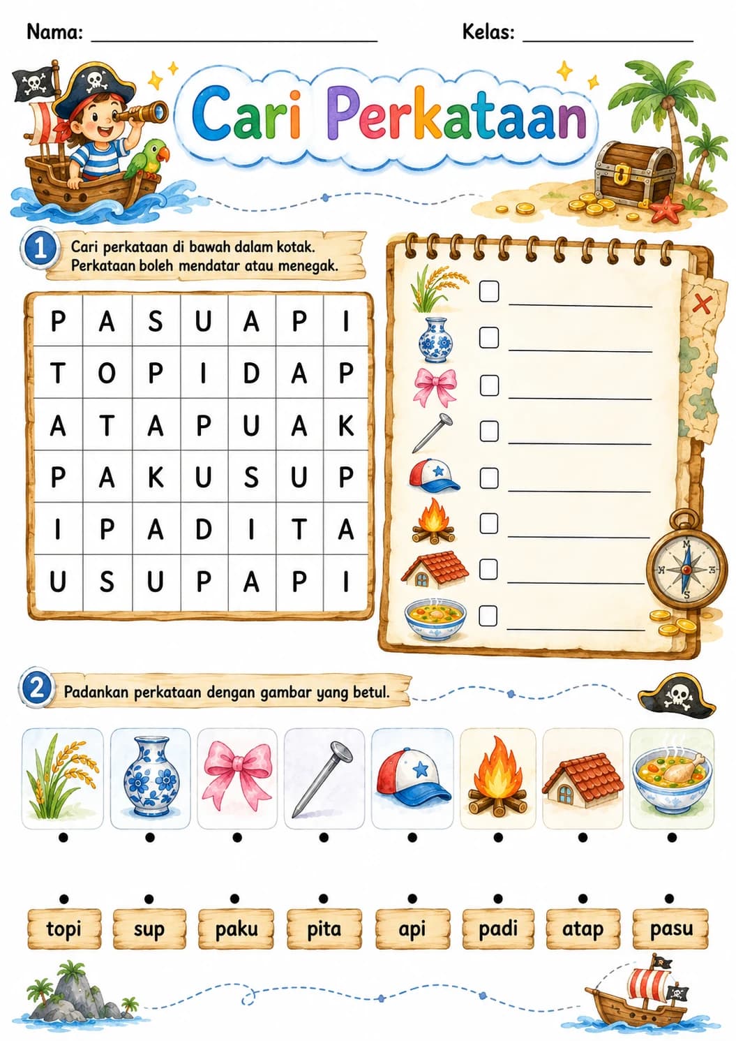 Malay Letter P Phonics Worksheets Pack page 6 printable worksheet preview