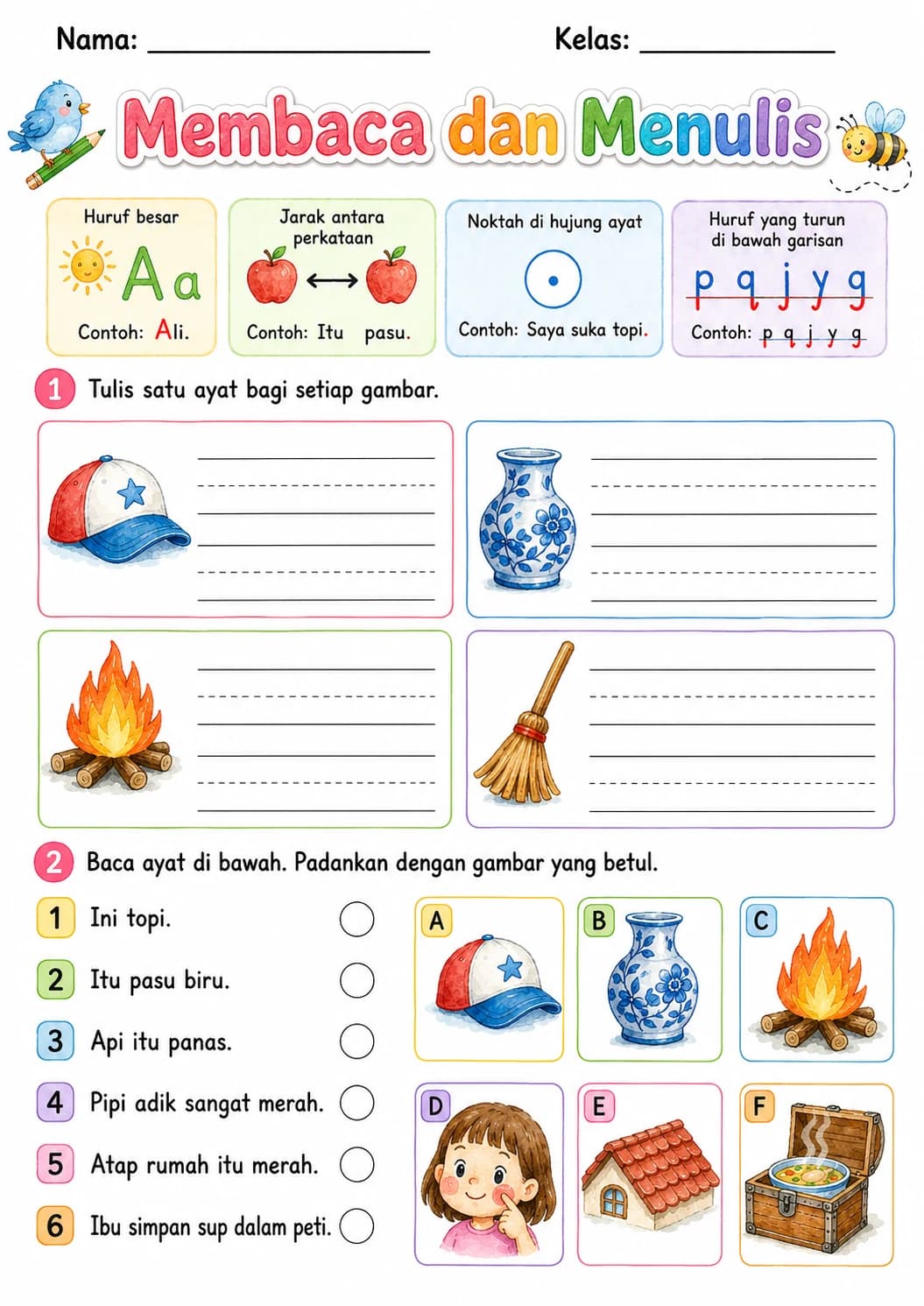 Malay Letter P Phonics Worksheets Pack page 7 printable worksheet preview