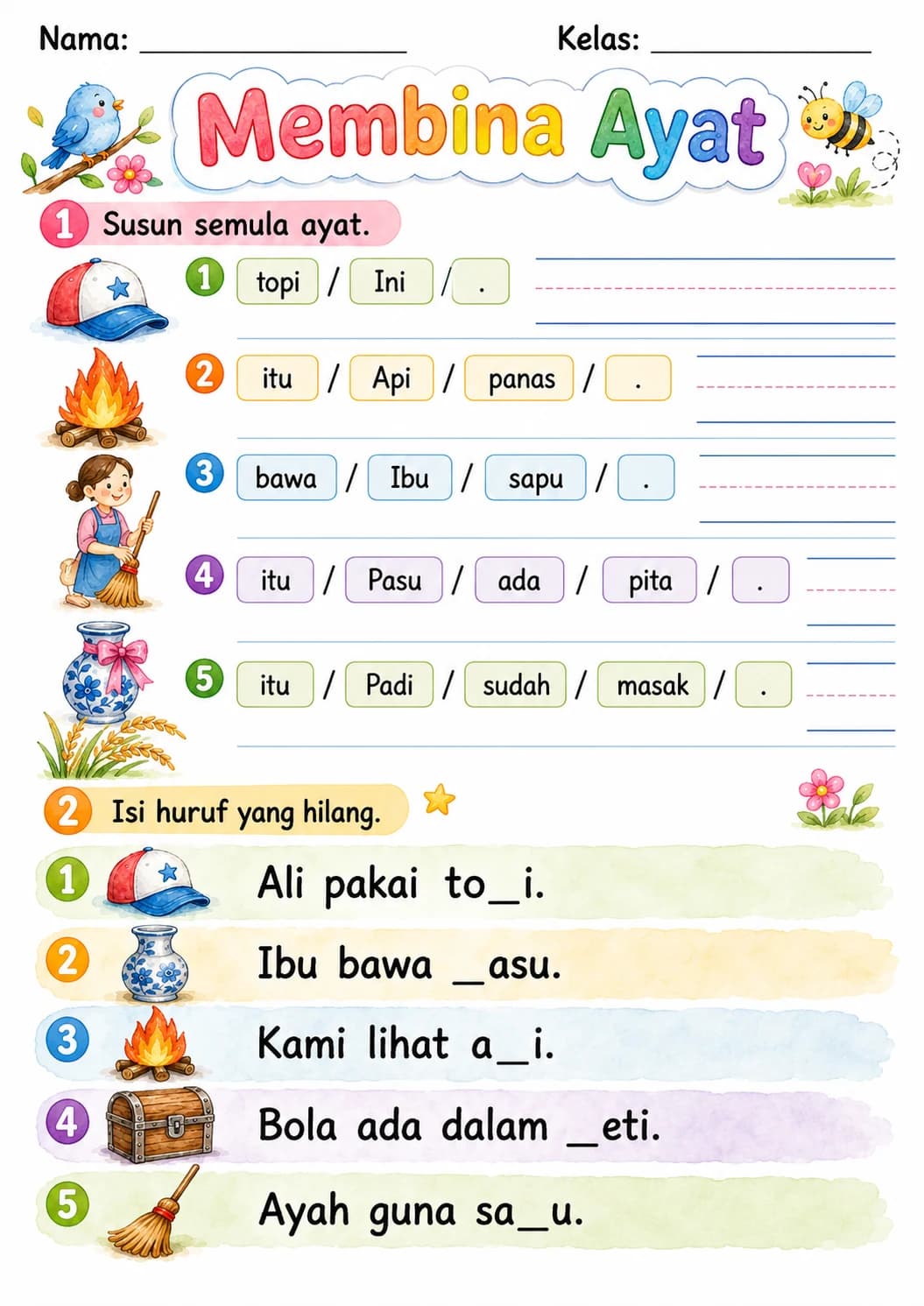 Malay Letter P Phonics Worksheets Pack page 10 printable worksheet preview