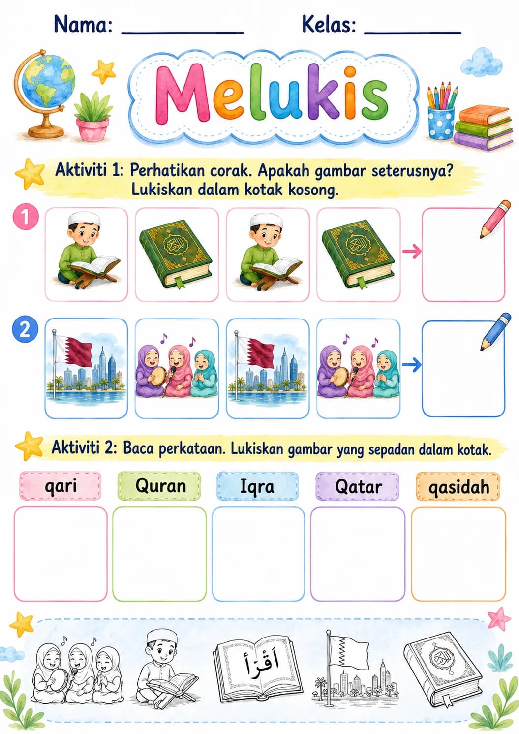 Malay Letter Q Phonics Worksheets Pack page 8 printable worksheet preview