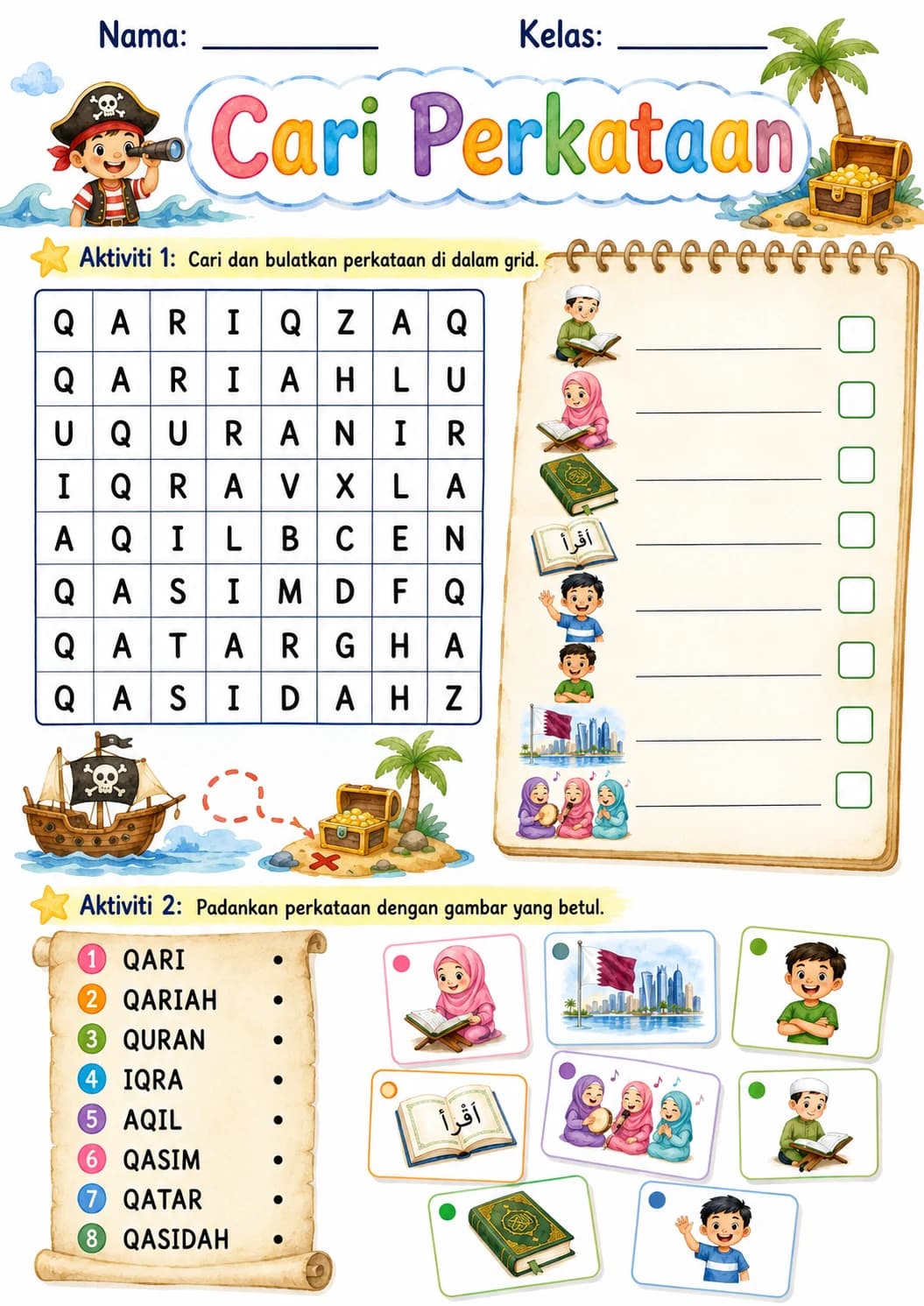 Malay Letter Q Phonics Worksheets Pack page 10 printable worksheet preview