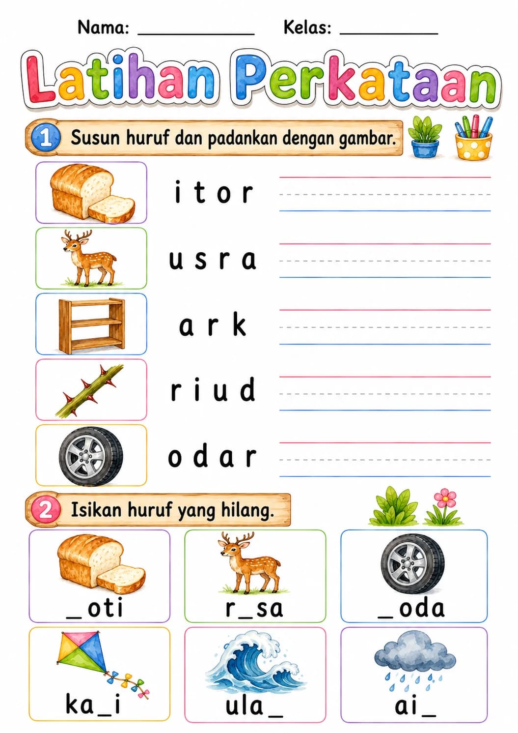Malay Letter R Phonics Worksheets Pack page 8 printable worksheet preview