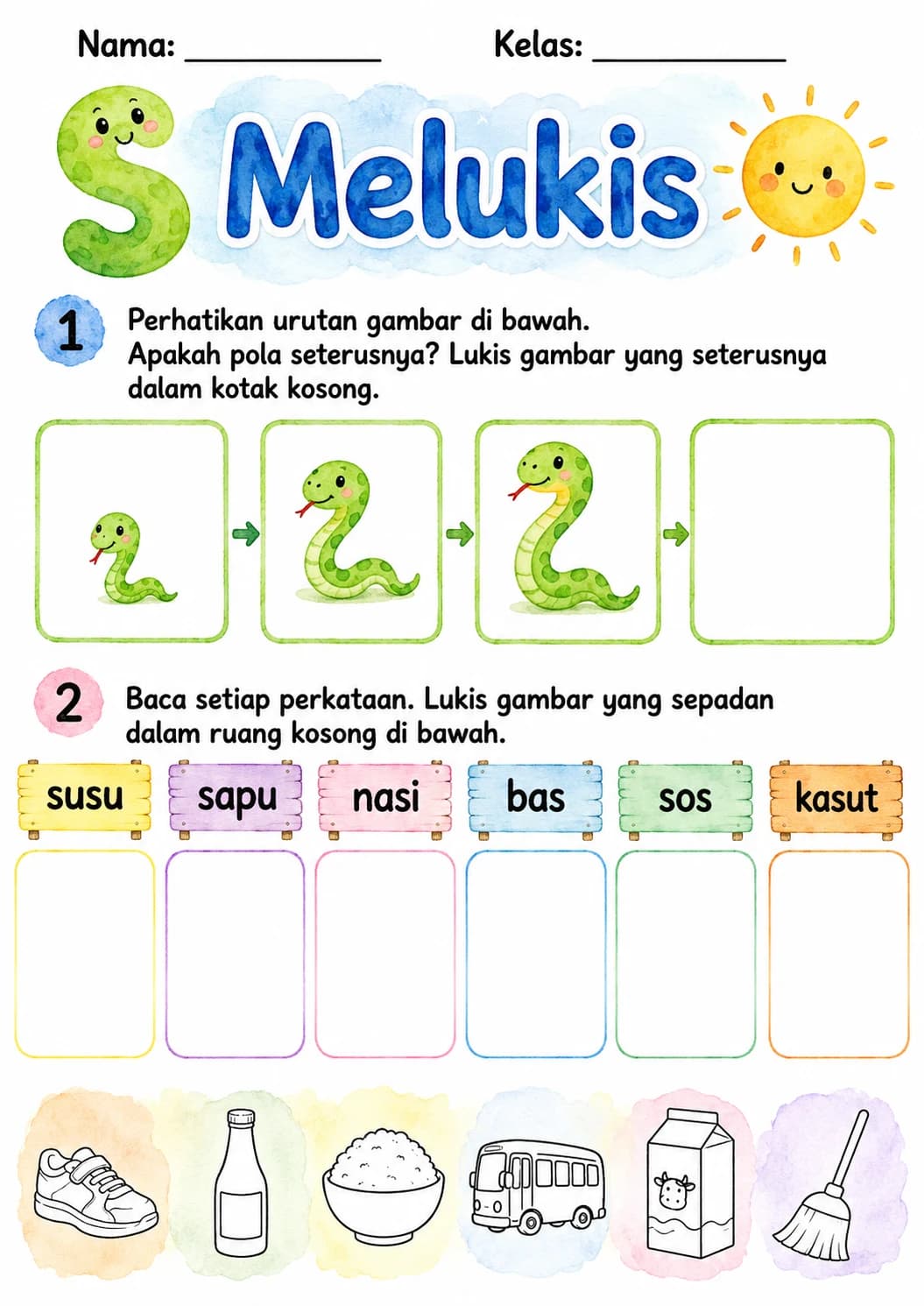 Malay Letter S Phonics Worksheets Pack page 4 printable worksheet preview