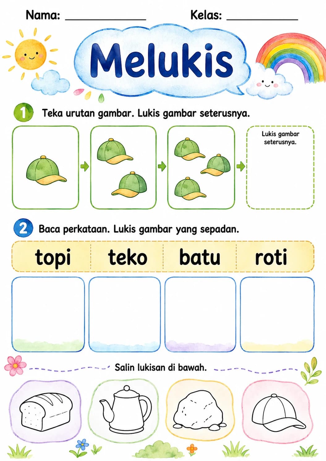 Malay Letter T Phonics Worksheets Pack page 4 printable worksheet preview