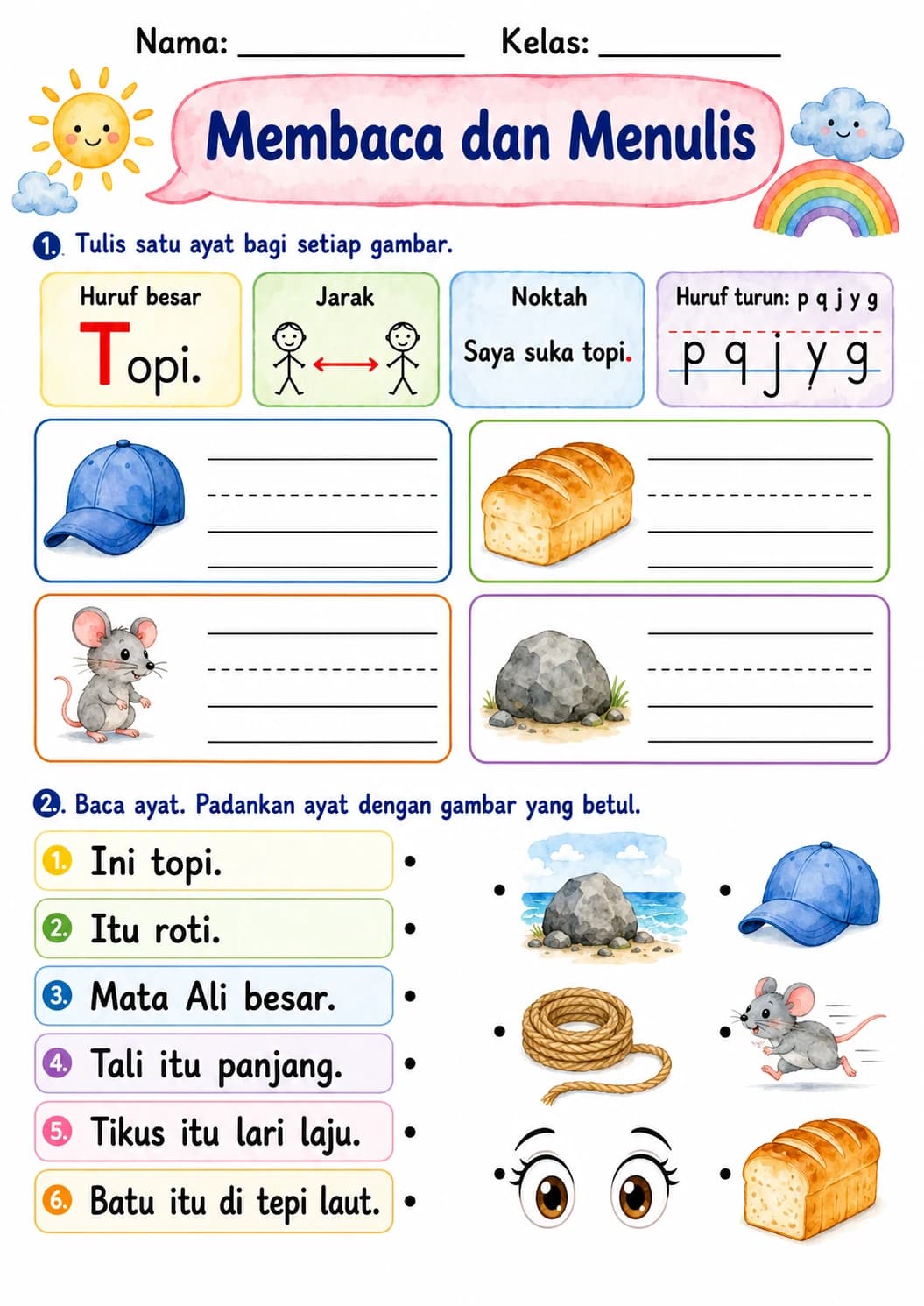 Malay Letter T Phonics Worksheets Pack page 7 printable worksheet preview