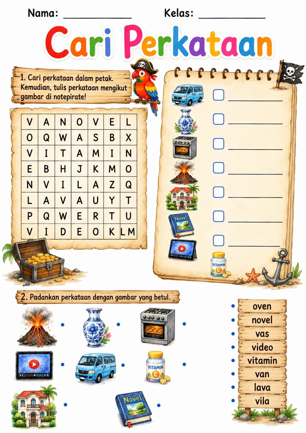 Malay Letter V Phonics Worksheets Pack page 7 printable worksheet preview