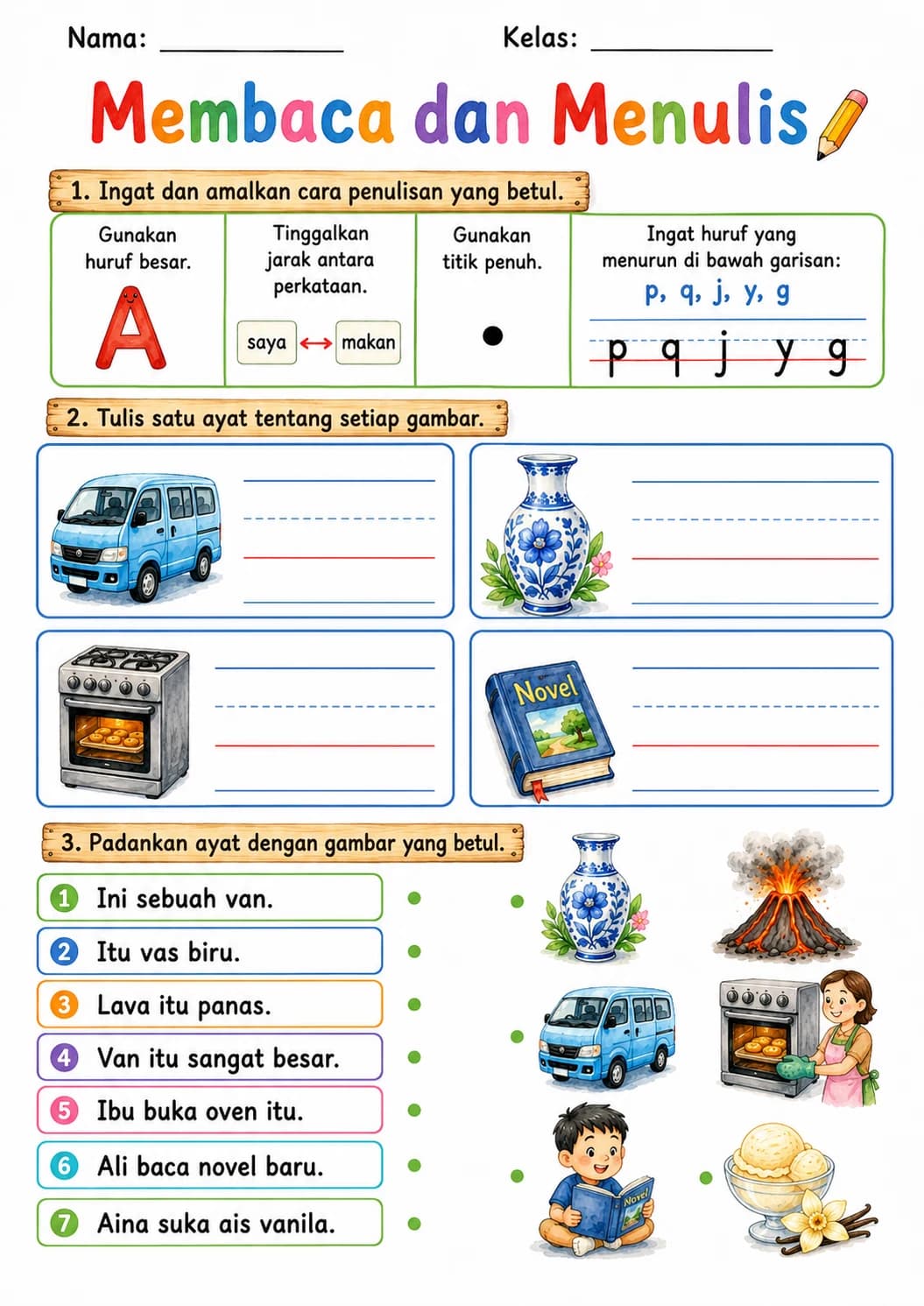 Malay Letter V Phonics Worksheets Pack page 10 printable worksheet preview