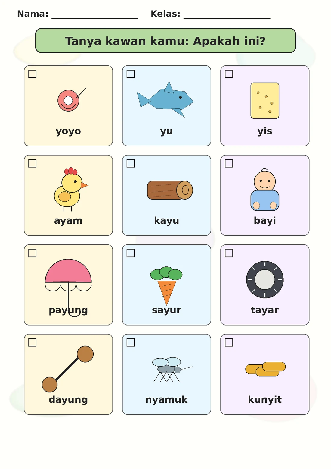 Malay Letter Y Phonics Worksheets Pack page 7 printable worksheet preview