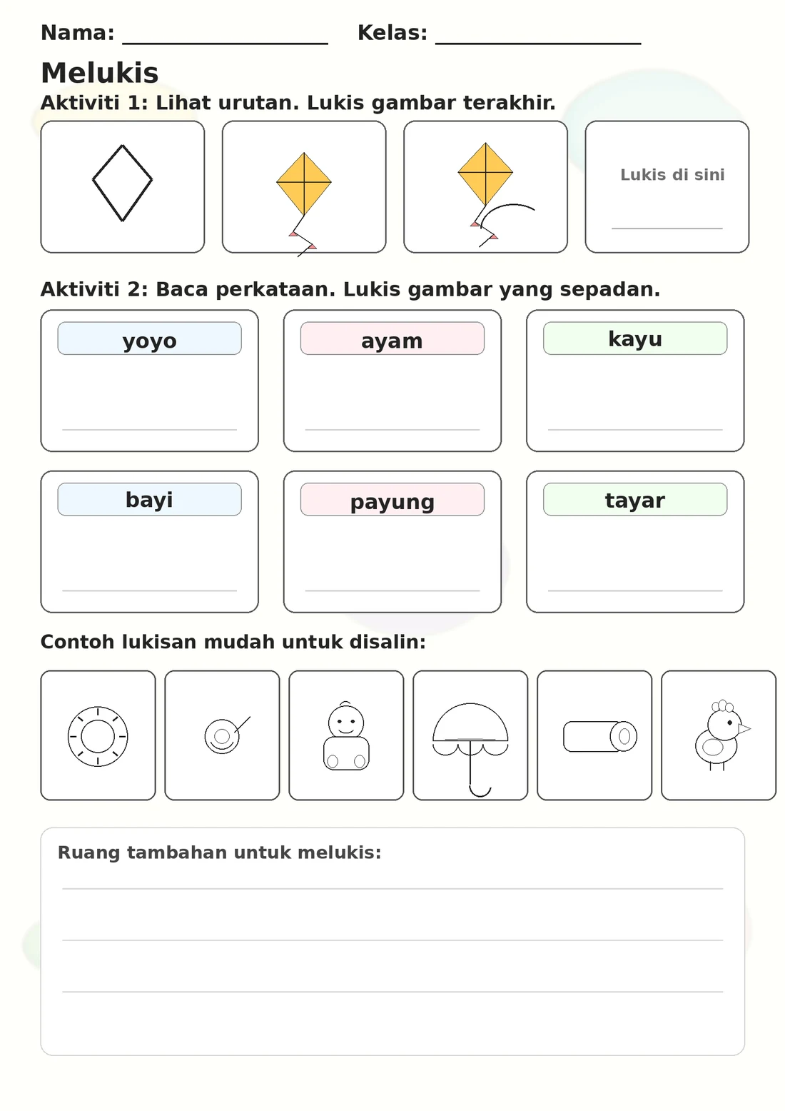 Malay Letter Y Phonics Worksheets Pack page 10 printable worksheet preview