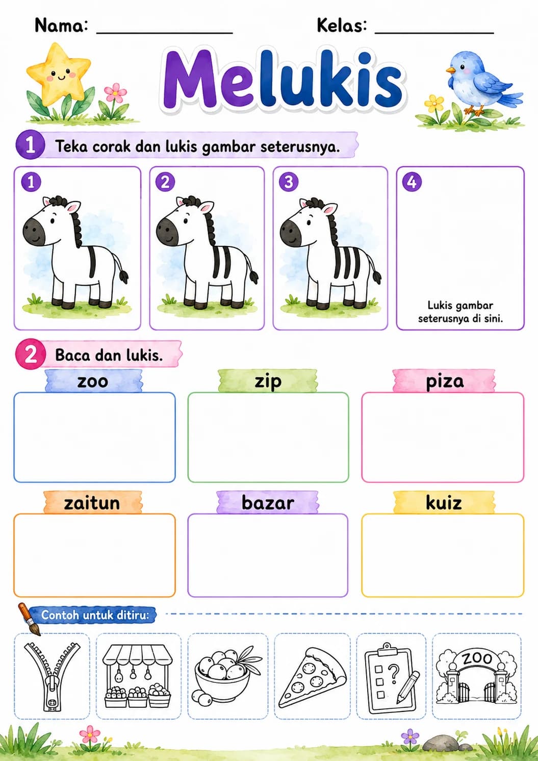 Malay Letter Z Phonics Worksheets Pack page 9 printable worksheet preview