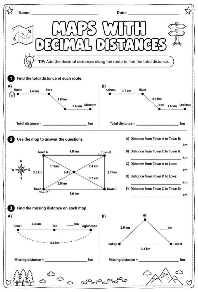 Maps with decimal distances
