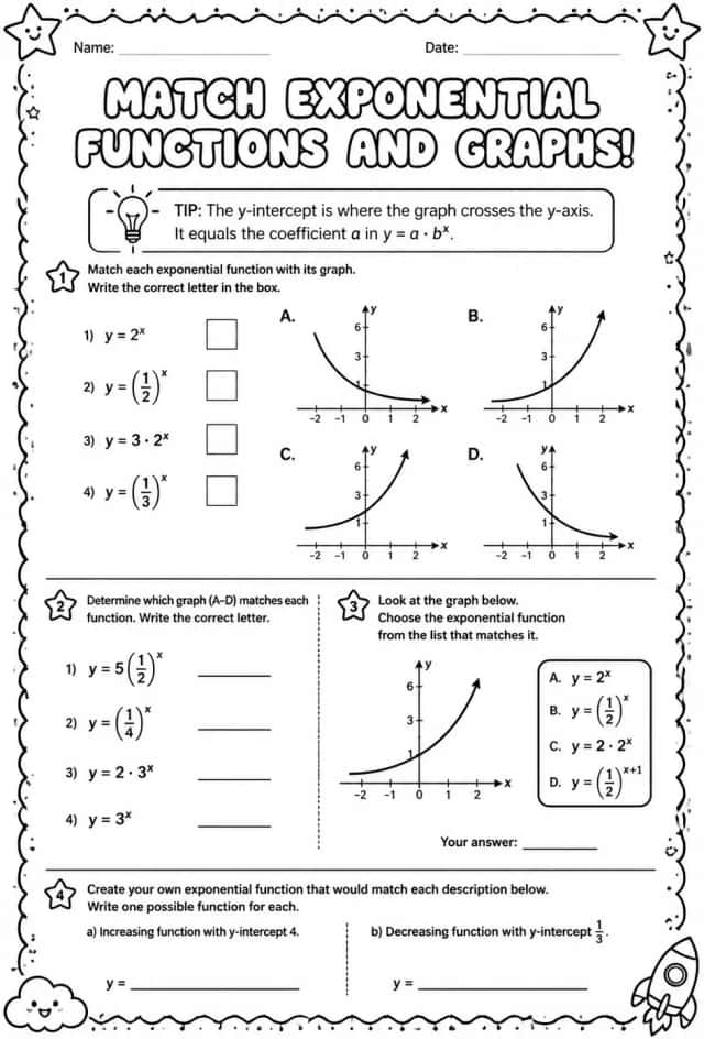 Match exponential functions and graphs