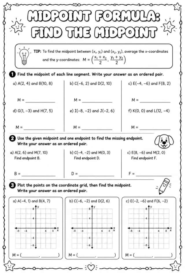 Midpoint formula: find the midpoint