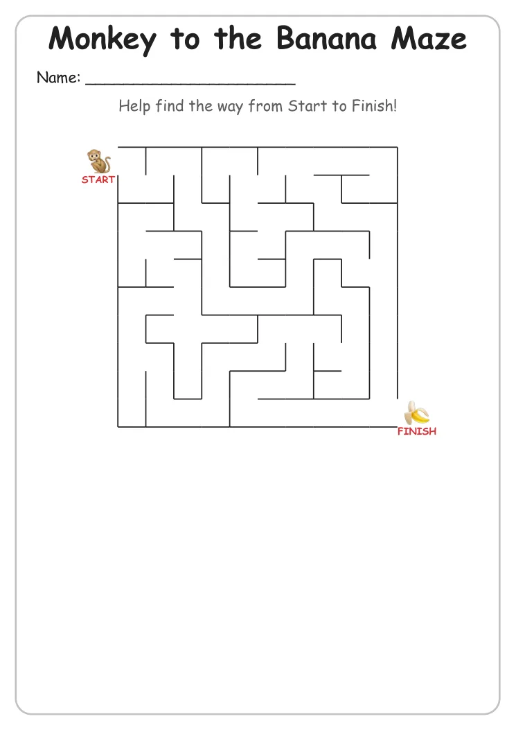 Monkey to the Banana maze for Grade 1