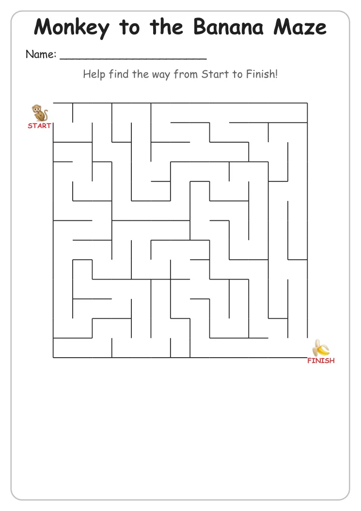 Monkey to the Banana maze for Grade 2