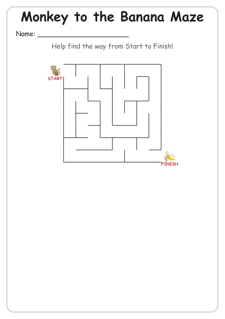 Monkey to the Banana maze for Kindergarten