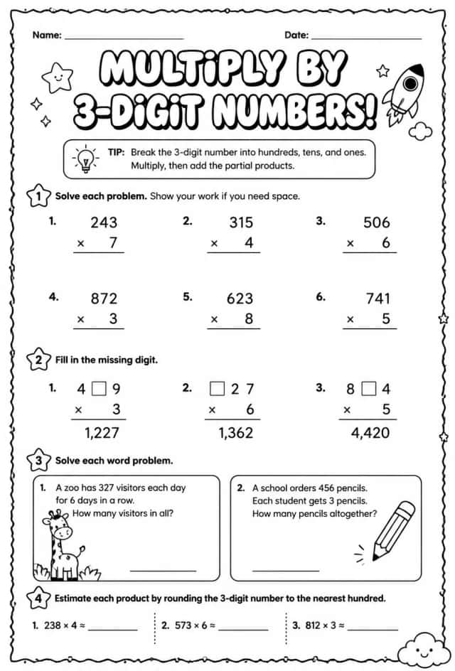 Multiply by 3-digit numbers