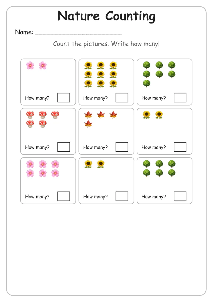 Nature Counting to 10 (Kindergarten)