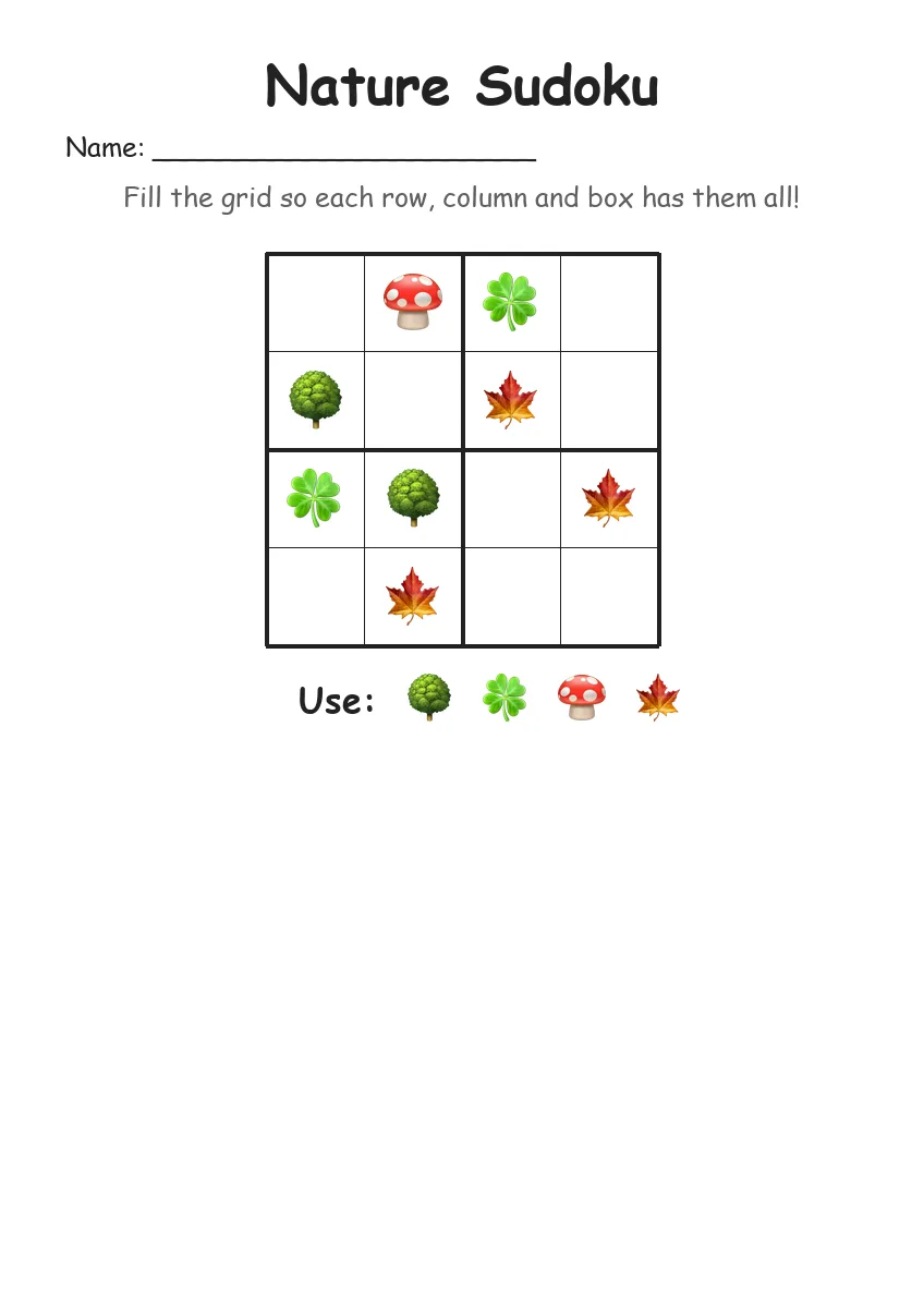 Nature Sudoku 4x4 (Kindergarten)
