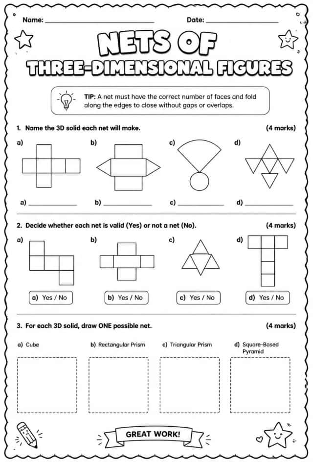 Nets of three-dimensional figures